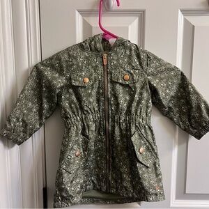 Tahari Girls Toddler Green flower🌼Jacket/Windbreaker Size 2T
